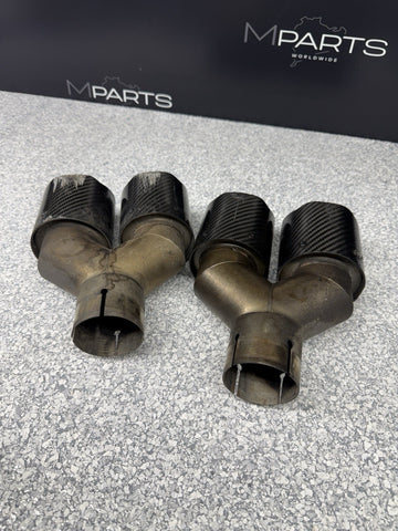 08-13 BMW E92 E93 M3 S65 Rear Exhaust Quad Muffler Tips (4) Carbon Fiber