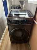 (PICKUP ONLY Samsung DVG60M9900V 27" Brushed Black Front Load Gas Dryer + Washer