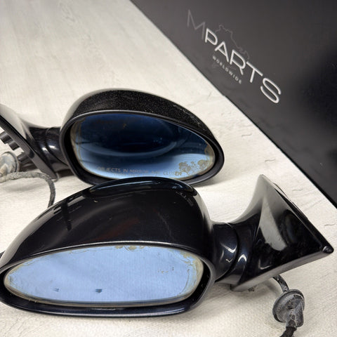 01-06 BMW E46 M3 Side View Door Mirrors Pair Carbon Black  *Notes*