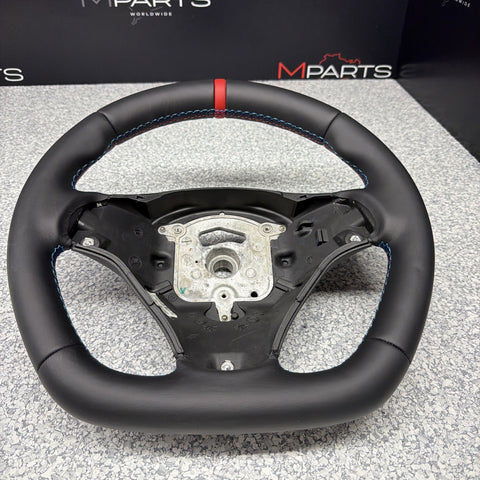 BMW 08-13 E92 M3 Manual Custom Leather Sides Flat Bottom Top Steering Wheel Red