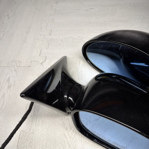 01-06 BMW E46 M3 Side View Door Mirrors Pair Jet Black *Sun Fading*