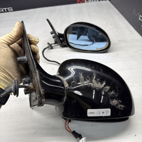01-06 BMW E46 M3 Side View Door Mirrors Pair Jet Black