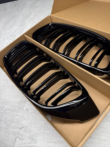 NEW BMW 15-20 F80 F82 F83 M3 M4 Front Kidney Grilles Gloss Black Set