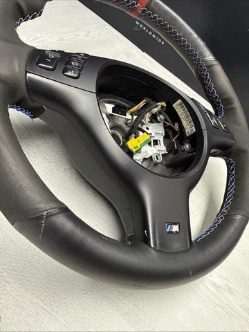 BMW Steering Wheel 01-06 E46 M3 Manual Custom Wrapped Red Stripe