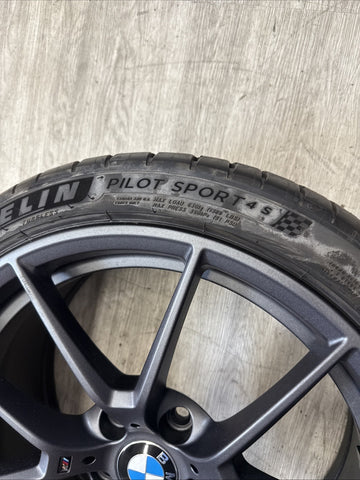 OEM BMW 15-20 F80 F82 F83 M3 M4 CS Wheel Rim 19x9 Front Orbit Grey + Michelin 4S