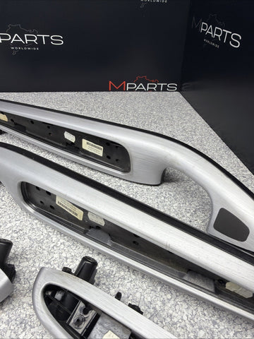 01-06 BMW E46 M3 Brushed Aluminum/Black Door Trim Armrests Front Rear Coupe