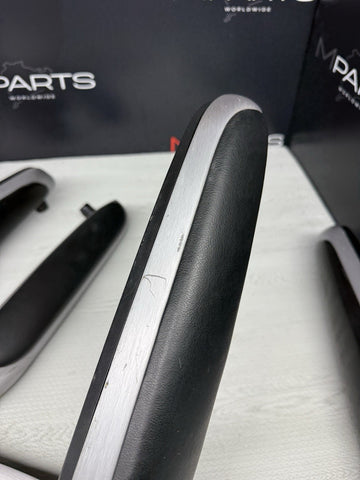 01-06 BMW E46 M3 Coupe Interior Armrests Trim Set Brushed Aluminum *Tab