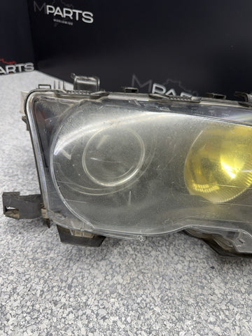 OEM BMW 02-06 E46 330 M3 Bixenon Headlight 1305621772 Yellow High Beam Housing