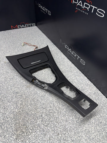 08-13 BMW E93 M3 OEM Front Center Console Cover Leather Manual Cic