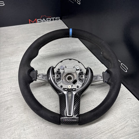 BMW OEM F80 M3 F82 F83 M4 M Performance Alcantara Steering Wheel Blue Stripe