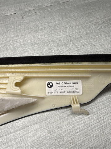 12-19 BMW F06 M6 Rear Left Interior C Pillar Upper Trim Cover Panel Alcantara