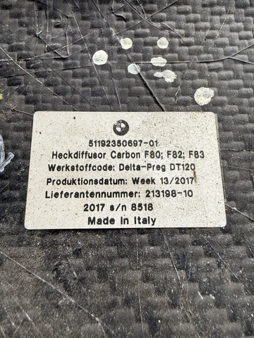 BMW Genuine M Performance Rear Diffuser Carbon Fiber F80 M3 F82 F83 M4 MINT