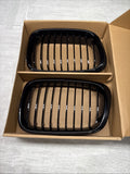 NEW BMW 00-02 E46 Sedan Front Kidney Grilles Gloss Black Set