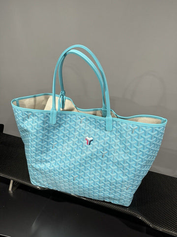 Goyard Limited Edition Saint Louis GM Turquoise Blue With Balise Towel