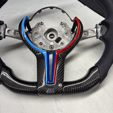 NEW 15-20 BMW F80 F82 F83 M3 M4 Carbon Fiber Steering Wheel Tri Color NO TRIM