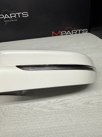 21-26 BMW G80 M3 Sedan Front Left Side Mirror Cap Cover + Light Alpine White