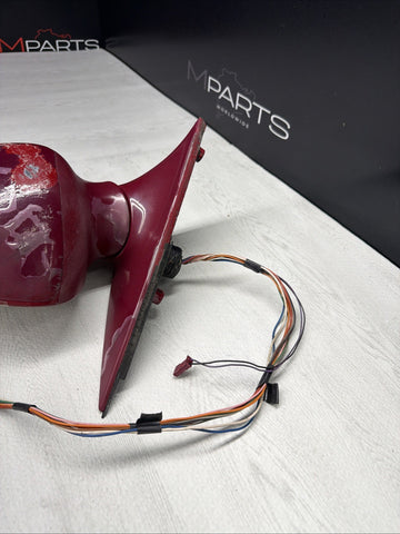00-03 BMW E39 M5 Front Left Driver Side Mirror Assembly Imola Red Power Fold OEM