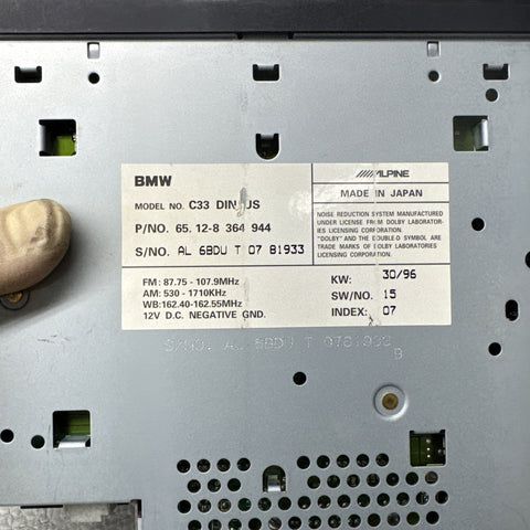 96-02 Bmw E36 3 Series Z3 Radio Head Unit Oem 8364944