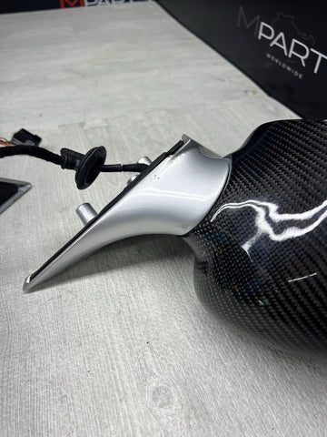 01-06 BMW E46 M3 Side View Door Mirrors Pair Carbon Fiber / Titanium Silver