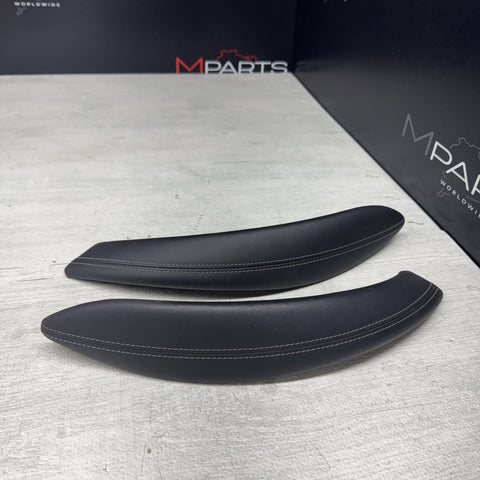 BMW F80 F82 F83 M3 M4 15-20 PAIR DOOR PANEL PULL HANDLES LEATHER BLACK SET OEM