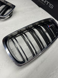 15-20 BMW F80 M3 F82 F83 Front Bumper Kidney Chrome Grilles Grills OEM M4 Badge