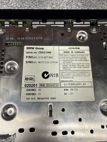 2003 BMW 01-06 E46 325 330 M3 CD Player Business Radio