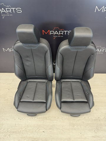 16-18 BMW F87 M2 Coupe Interior Front Left Driver Seat Black / Blue Stitching