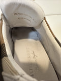 WHITE BURBERRY SALMOND CHECK LEATHER SNEAKERS SHOES EU 37.5 US 7.5 WOMANS WOMENS