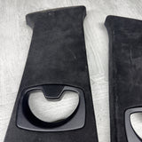 04-10 BMW E60 5 Series M5 Front B-Pillar Trim Panels Alcantara Black Set