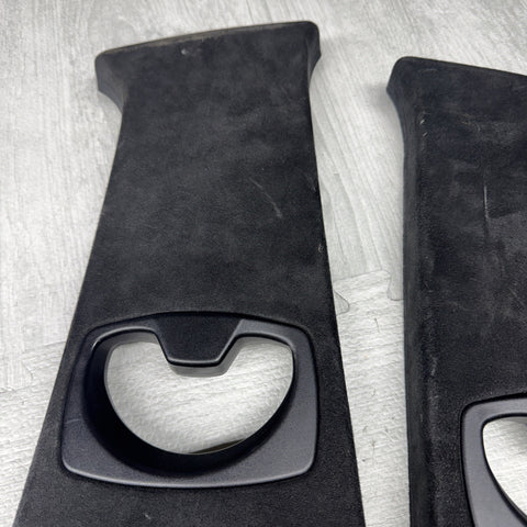 04-10 BMW E60 5 Series M5 Front B-Pillar Trim Panels Alcantara Black Set