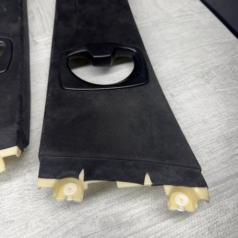 04-10 BMW E60 5 Series M5 Front B-Pillar Trim Panels Alcantara Black Set