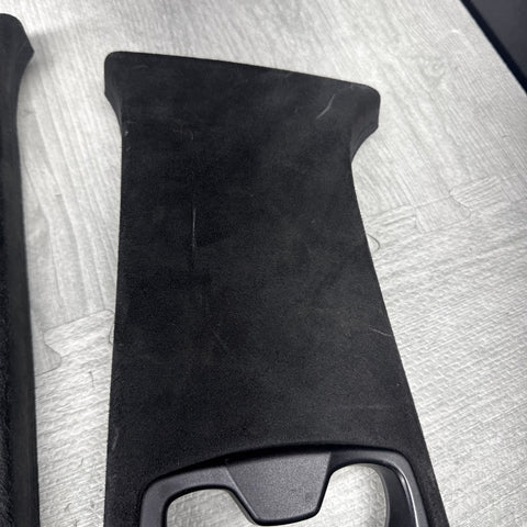 04-10 BMW E60 5 Series M5 Front B-Pillar Trim Panels Alcantara Black Set