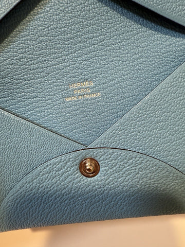 NEW Hermes Blue Leather Card Holder Wallet 2025