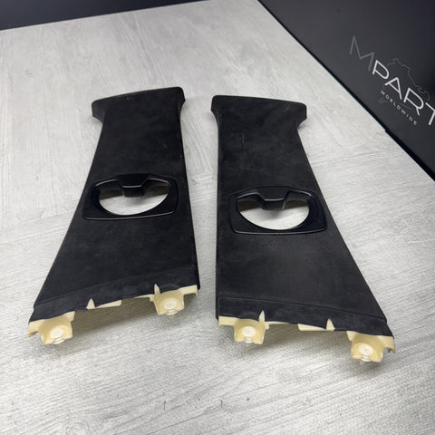 04-10 BMW E60 5 Series M5 Front B-Pillar Trim Panels Alcantara Black Set