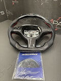 BMW E46 M3 01-06 OHC Carbon fiber Steering Wheel Red Stitched Manual Led