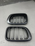 01-06 BMW E46 M3 Front Kidney Grilles Matte Black Double Slotted