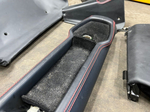 2010-2015 Ferrari 458 Coupe Interior Black Leather Red Stitching Panels Set