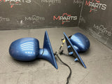 01-06 BMW E46 M3 Right Left Side View Mirrors Pair Topaz Blue