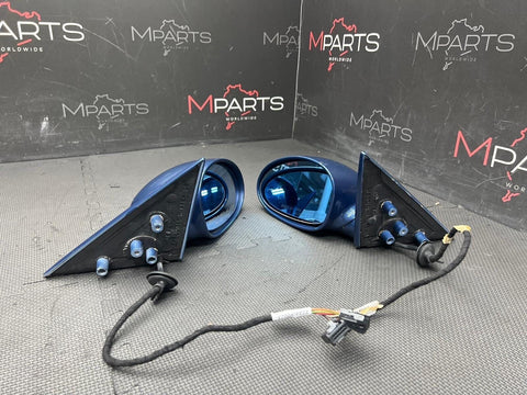 01-06 BMW E46 M3 Right Left Side View Mirrors Pair Topaz Blue