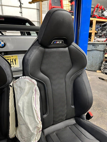 BMW 21-23 G80 M3 Sedan Front Seats Black Leather Powered Interior