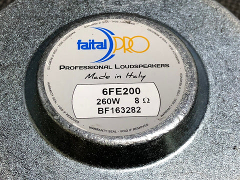 Faital PRO 6FE200 6.5" Midrange Woofer Voice Speaker 8 ohm 260W 95dB 1.5" coil