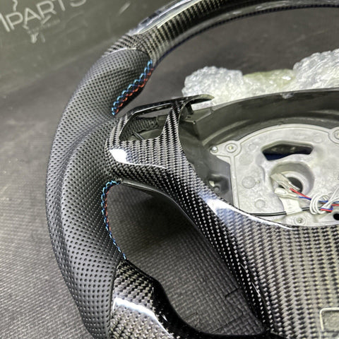 LED Performance Steering Wheel Tri Stitching BMW E9X M3 Carbon Fiber + Trim