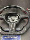 BMW E46 M3 01-06 OHC Carbon fiber Steering Wheel Red Stitched Manual Led