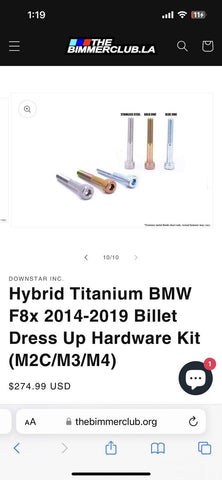 2014-2020 BMW F8X 435 428 M3 M4 Dress Up Hardware Bolts Titanium