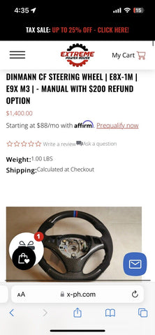 SALE! HALF OFF Dinmann Carbon Fiber Honeycomb Steering Wheel BMW E9X M3 MANUAL