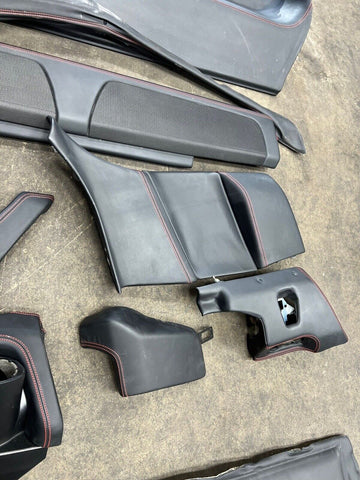 2010-2015 Ferrari 458 Coupe Interior Black Leather Red Stitching Panels Set