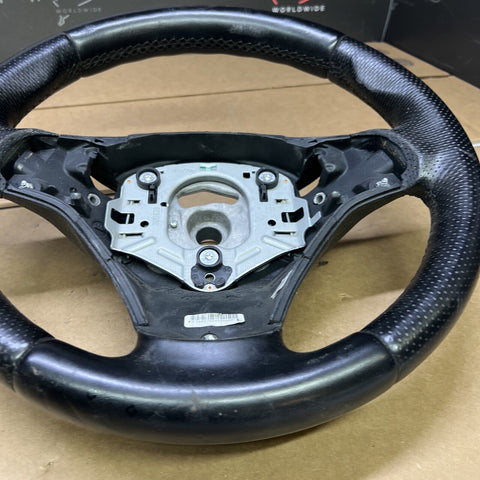 07-13 BMW E90 E92 E93 Automatic Paddles Black Leather Steering Wheel Perforated
